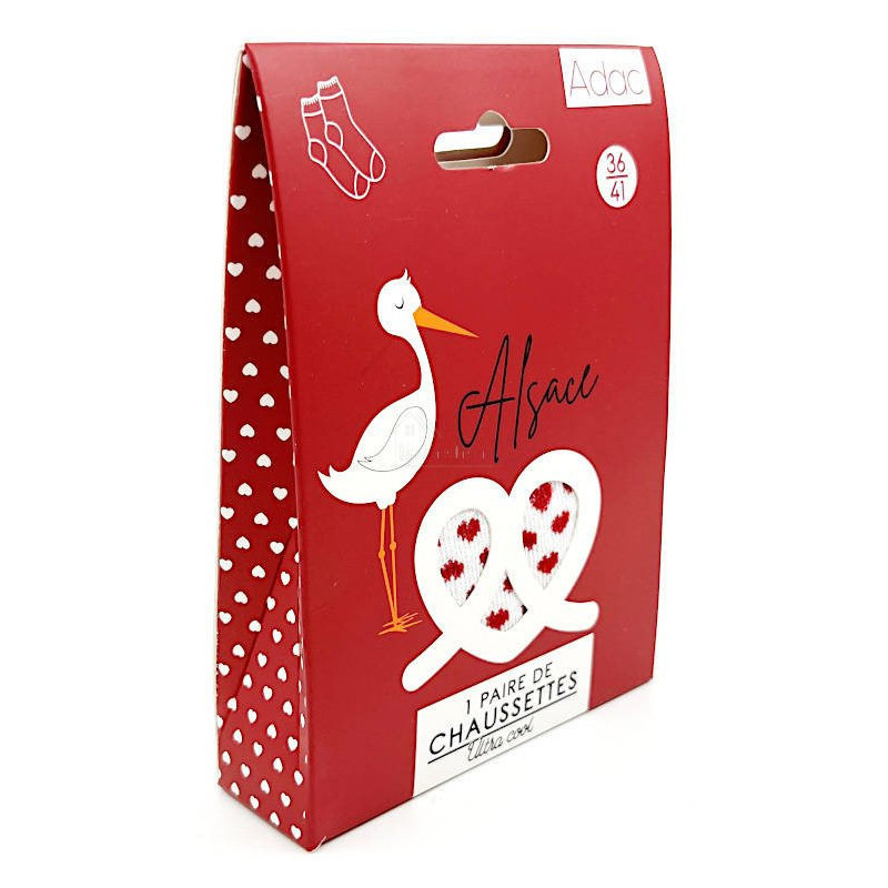 Weiße Socken mit roten Herzen aus dem Elsass