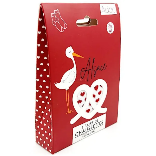 Chaussettes blanches motifs Coeurs rouge d'Alsace