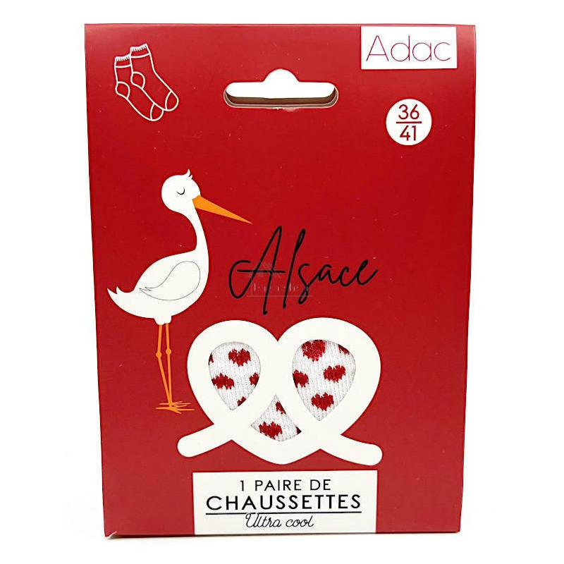White socks with red hearts from Alsace