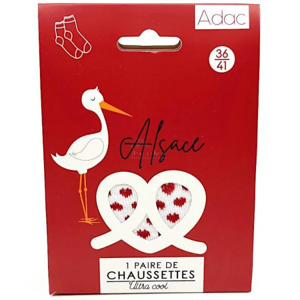 Chaussettes blanches motifs Coeurs rouge d'Alsace