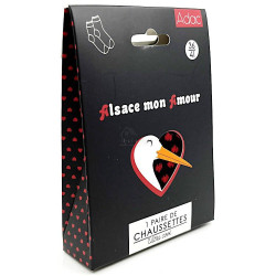 Black socks with red hearts from Alsace