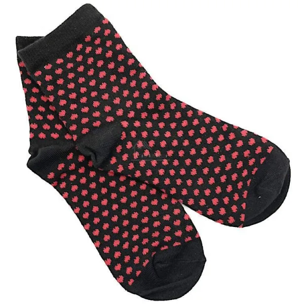 Chaussettes noires motifs Coeurs rouge d'Alsace