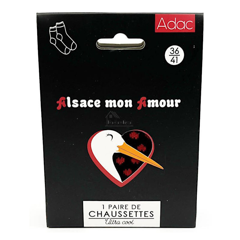 Black socks with red hearts from Alsace