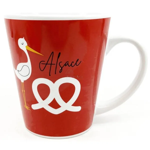 Ceramic Mug with Stork and Pretzel design