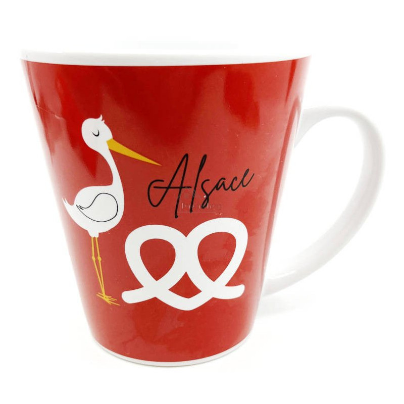 Ceramic Mug with Stork and Pretzel design