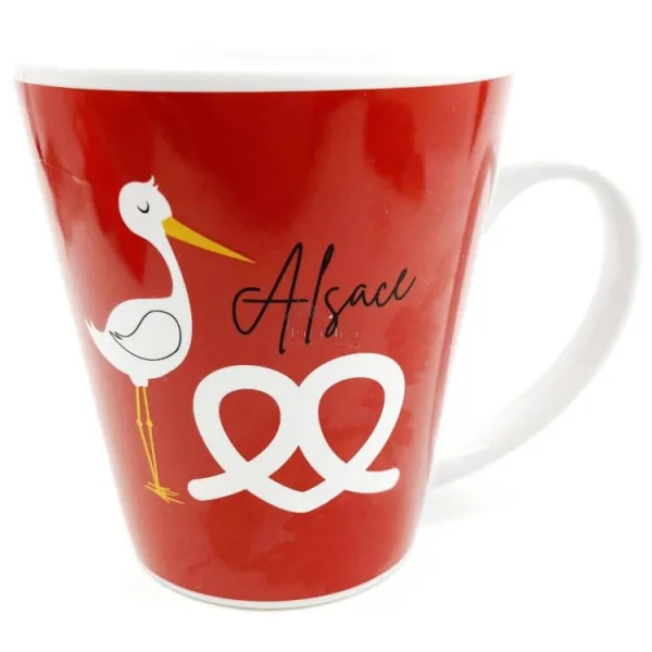 Ceramic Mug with Stork and Pretzel design
