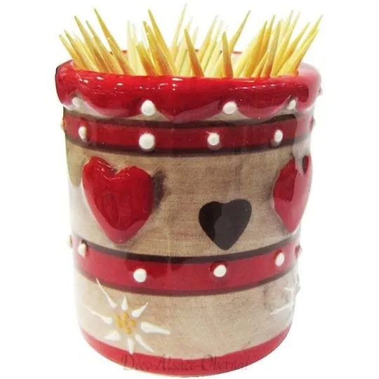 Porte Cure Dent en Céramique décor Coeur d'Alsace