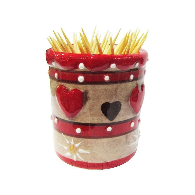 Porte Cure Dent en Céramique décor Coeur d'Alsace