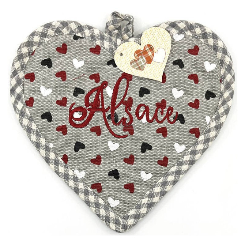 Alsace Heart Potholder with Hearts and Hansi motifs