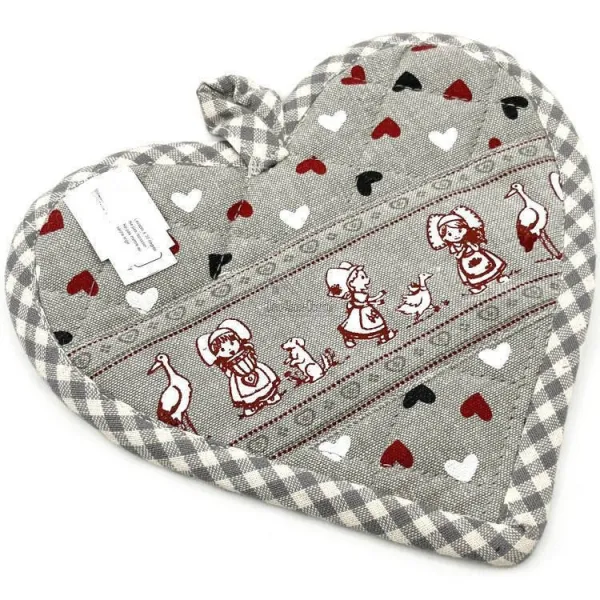 Manique de Cuisine Coeur brodé Alsace motifs Coeurs et Hansi