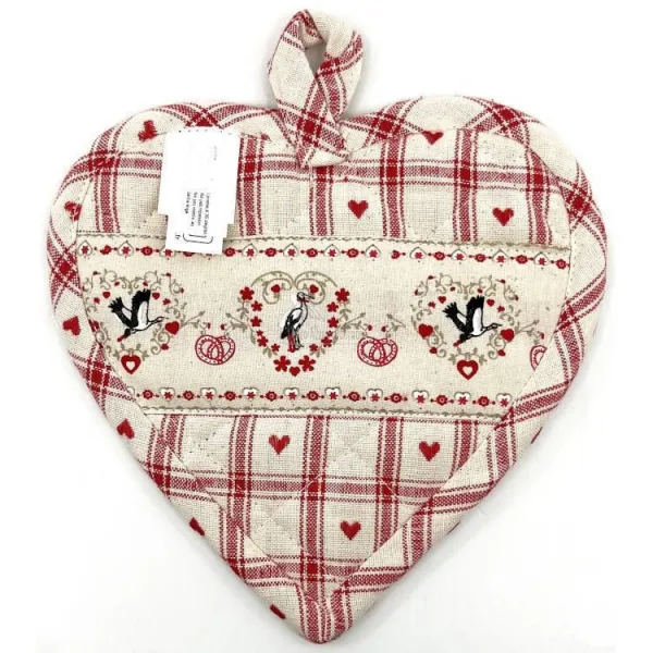 Manique de Cuisine Coeur brodé Alsace motifs Vichy