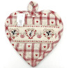 Alsace embroidered Heart Kitchen Potholder with Vichy motifs