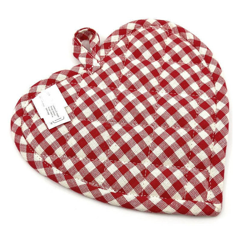 Kitchen Potholder with embroidered hearts