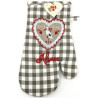 Grey Vichy Kitchen Glove with Stork and Hearts