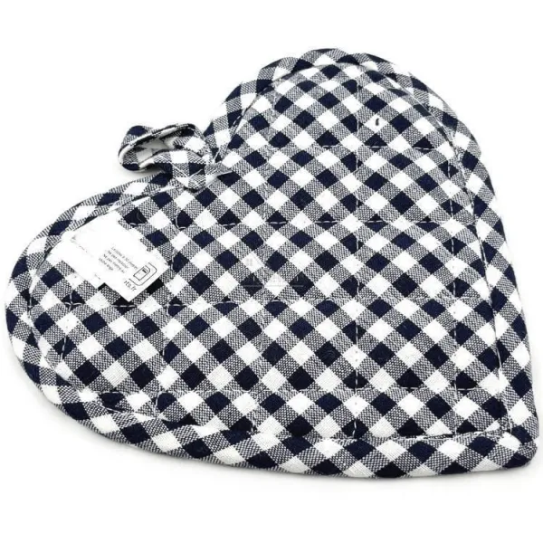 Manique de Cuisine Vichy bleu brodé Cigogne et Coeurs