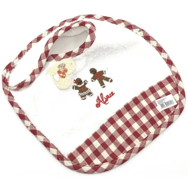 Alsatian Embroidered Baby Bib Alsace and Gingerbread Man