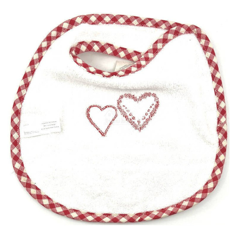 Bavoir bébé Alsacien Brodé Coeurs et Vichy rouge