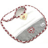 Alsatian Embroidered Baby Bib with Hearts, Lace and Vichy
