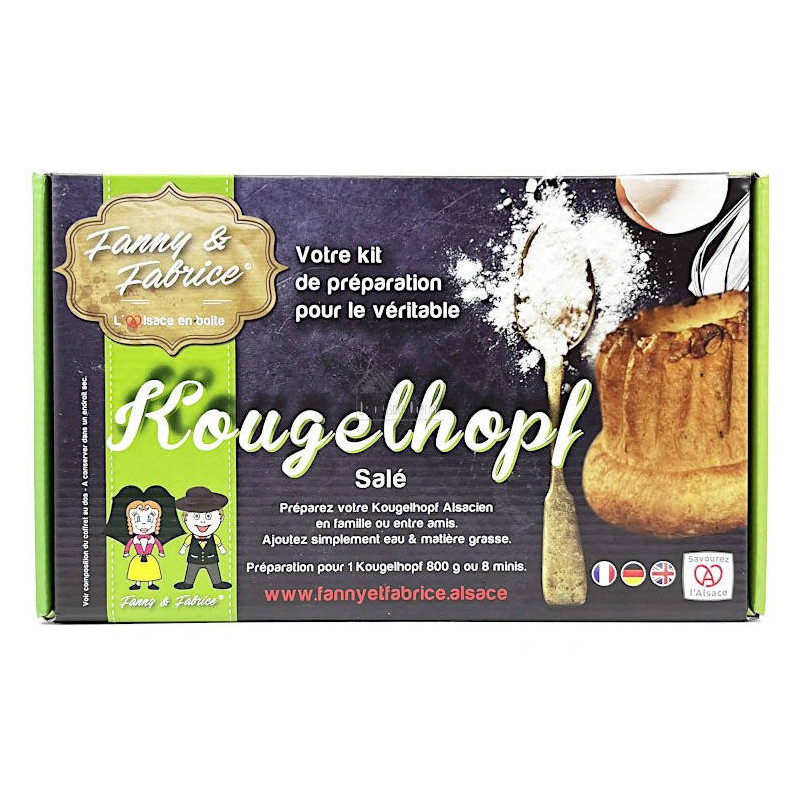 Kit de Préparation Kougelhopf Salé avec Moule à Kougelhopf Bleu 21 cm