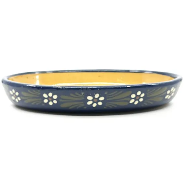 Oval Blue Soufflenheim Dish Daisy 30 cm