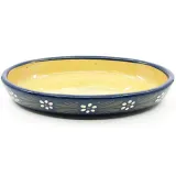 Oval Blue Soufflenheim Dish Daisy 30 cm