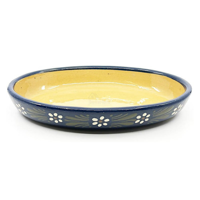 Oval Blue Soufflenheim Dish Daisy 30 cm