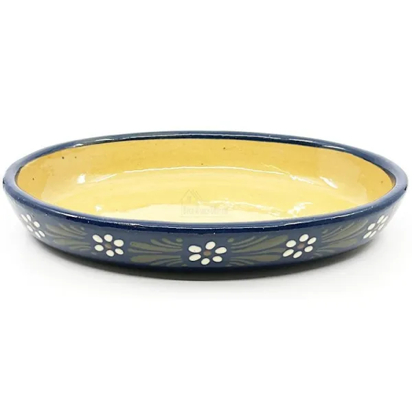 Oval Blue Soufflenheim Dish Daisy 30 cm