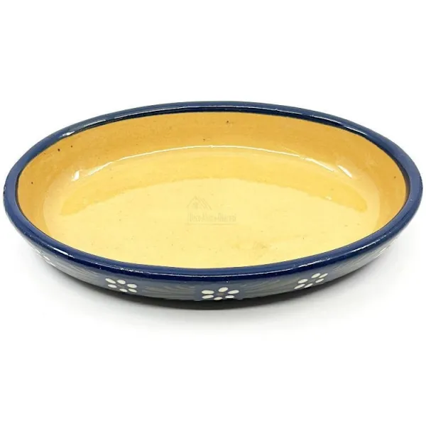 Plat Oval Bleu de Soufflenheim Marguerite 30 cm