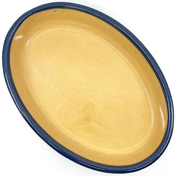 Plat Oval Bleu de Soufflenheim Marguerite 30 cm