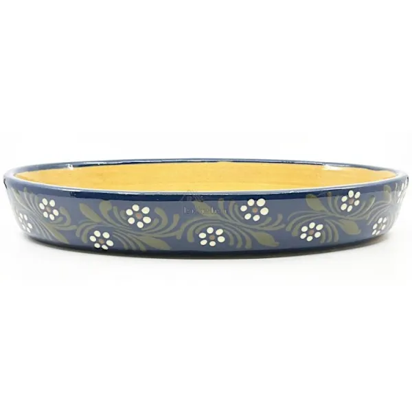 Plat Oval Bleu de Soufflenheim Marguerite 40 cm