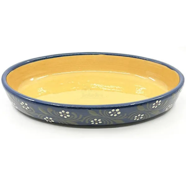Oval Blue Soufflenheim Dish Daisy 40 cm