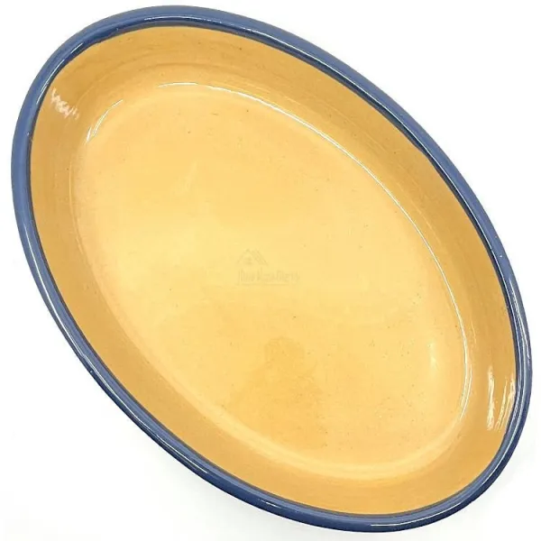 Plat Oval Bleu de Soufflenheim Marguerite 40 cm