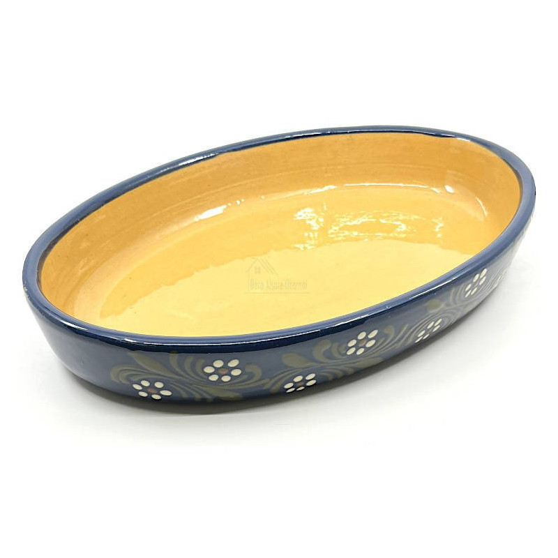 Ovale Schale Soufflenheimer Blau Gänseblümchen 40 cm