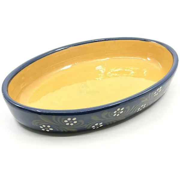 Plat Oval Bleu de Soufflenheim Marguerite 40 cm