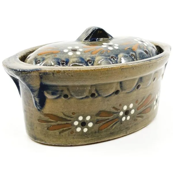 Soufflenheim Blaue Pinsel Baeckeoffe Terrine Gänseblümchen 17 cm