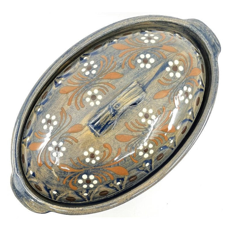 Terrine à Baeckeoffe Bleu Pinceau Soufflenheim Marguerite 17 cm