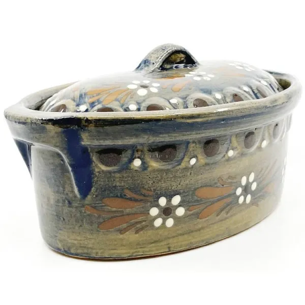 Baeckeoffe Terrine Blue Soufflenheim Brush Daisy 22 cm