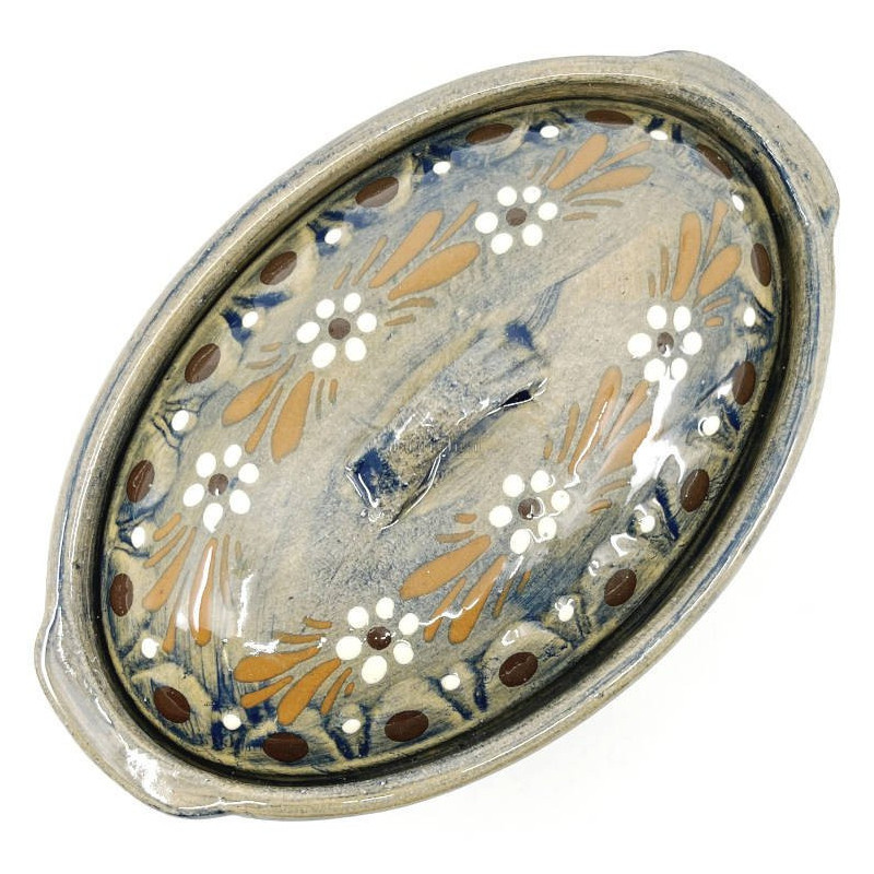 Baeckeoffe Terrine Blue Soufflenheim Brush Daisy 22 cm