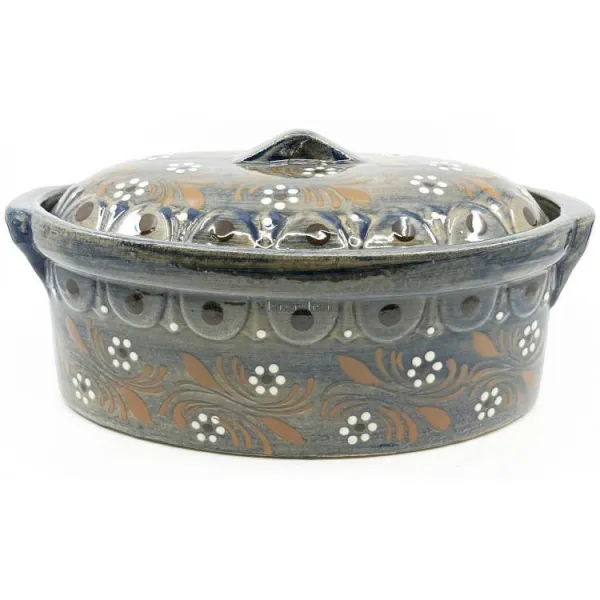 Soufflenheim Blaue Pinsel Baeckeoffe Terrine Gänseblümchen 33 cm