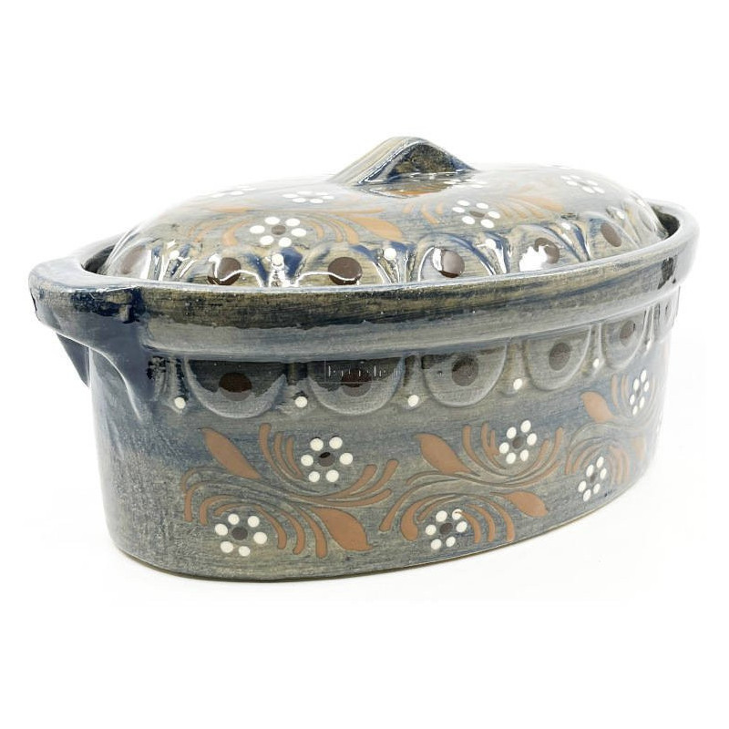Soufflenheim Blaue Pinsel Baeckeoffe Terrine Gänseblümchen 33 cm