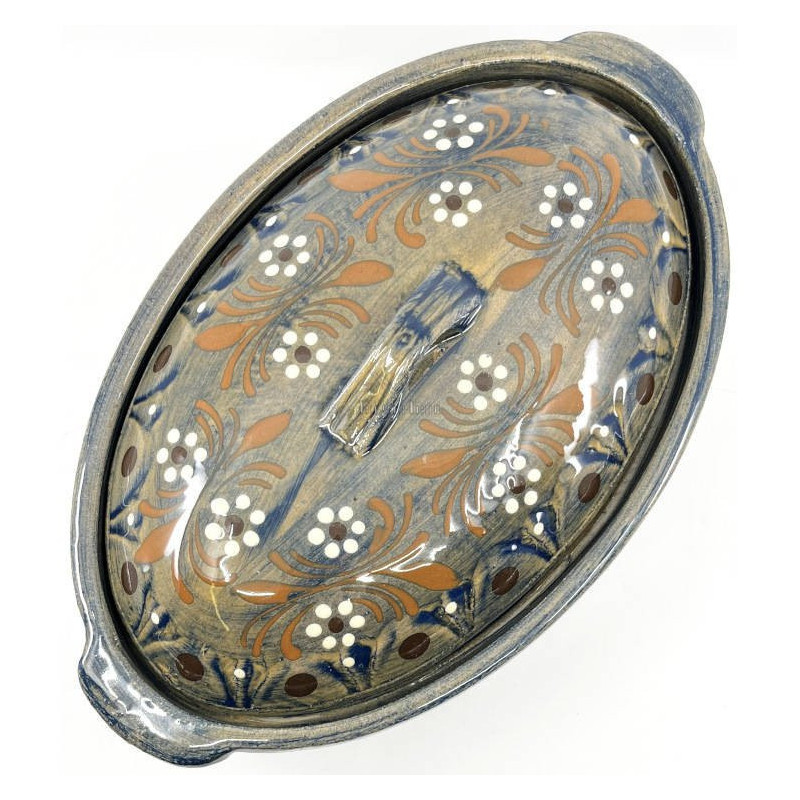 Soufflenheim Blaue Pinsel Baeckeoffe Terrine Gänseblümchen 33 cm