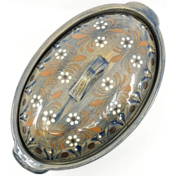 Baeckeoffe Terrine Blue Soufflenheim Brush Daisy 33 cm