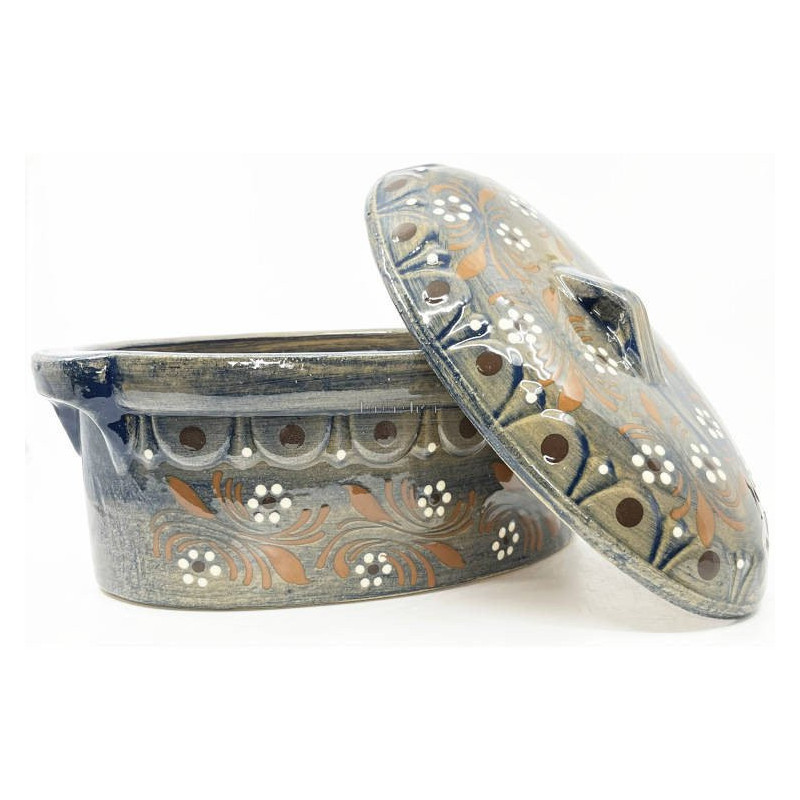 Soufflenheim Blaue Pinsel Baeckeoffe Terrine Gänseblümchen 33 cm