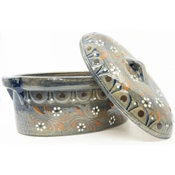 Soufflenheim Blaue Pinsel Baeckeoffe Terrine Gänseblümchen 33 cm