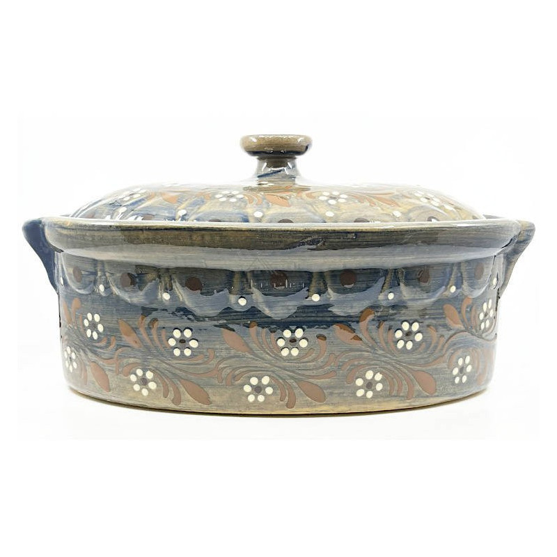 Baeckeoffe Terrine Blue Soufflenheim Brush Daisy 37 cm