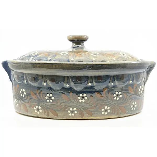 Baeckeoffe Terrine Blue Soufflenheim Brush Daisy 37 cm