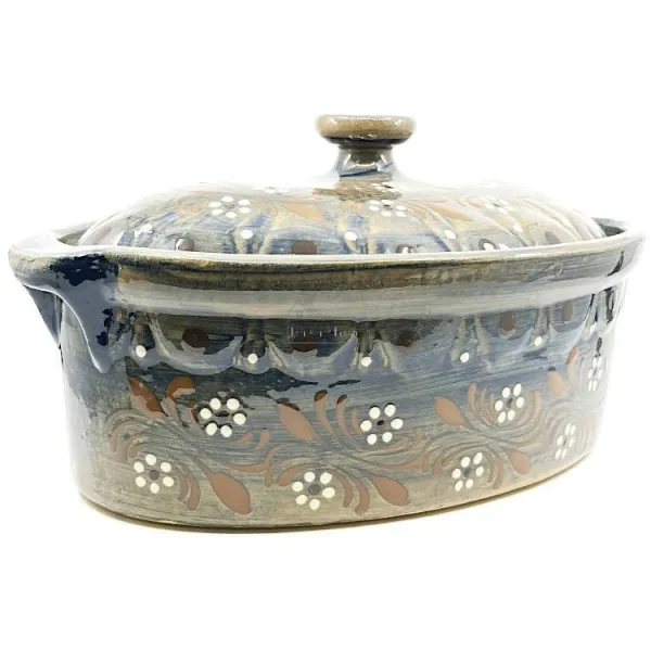 Terrine à Baeckeoffe Bleu Pinceau Soufflenheim Marguerite 37 cm