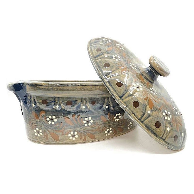Baeckeoffe Terrine Blue Soufflenheim Brush Daisy 37 cm