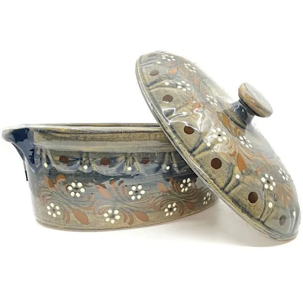 Baeckeoffe Terrine Blue Soufflenheim Brush Daisy 37 cm