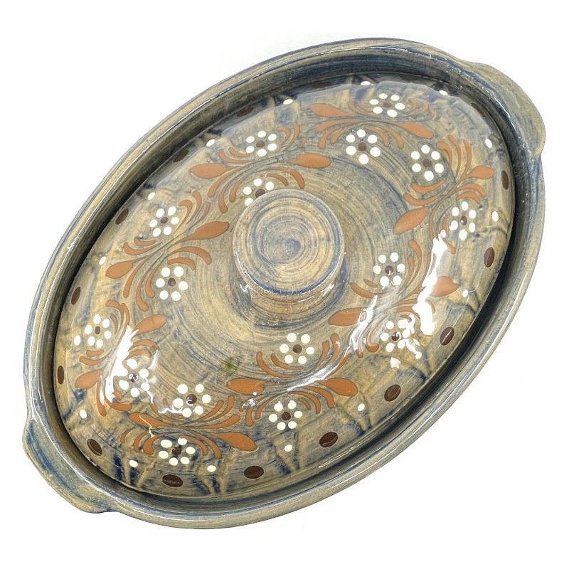 Baeckeoffe Terrine Blue Soufflenheim Brush Daisy 37 cm